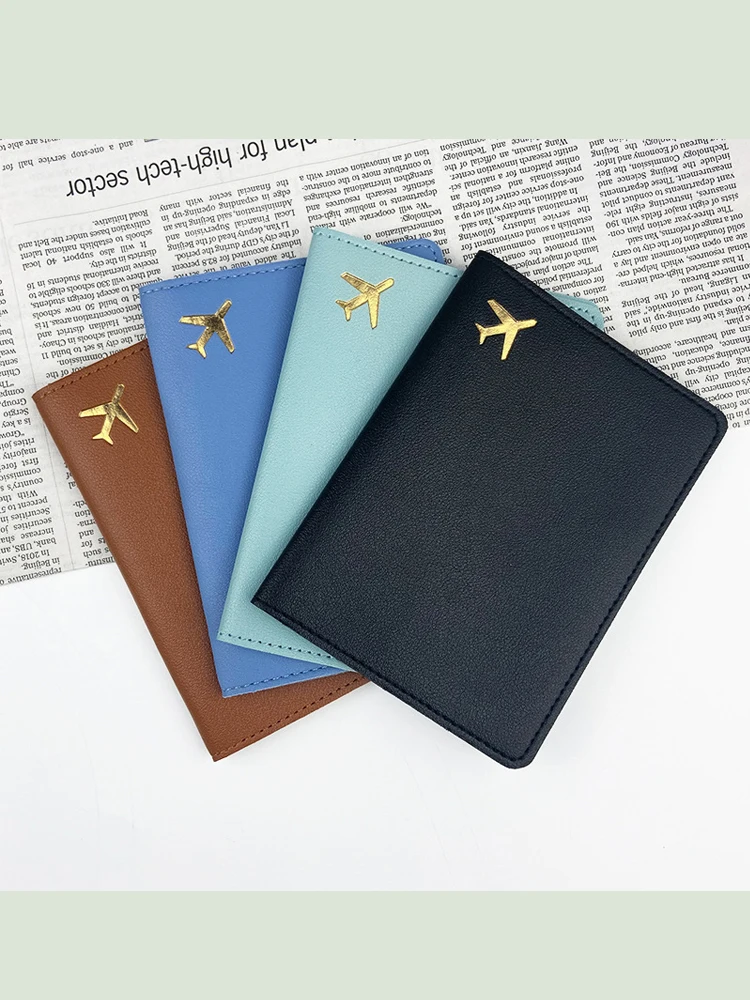 Passport Holder Multi-coloured Foiled Aircraft Leather Passport Case Hand-Stitched PU Passport Holder Cover