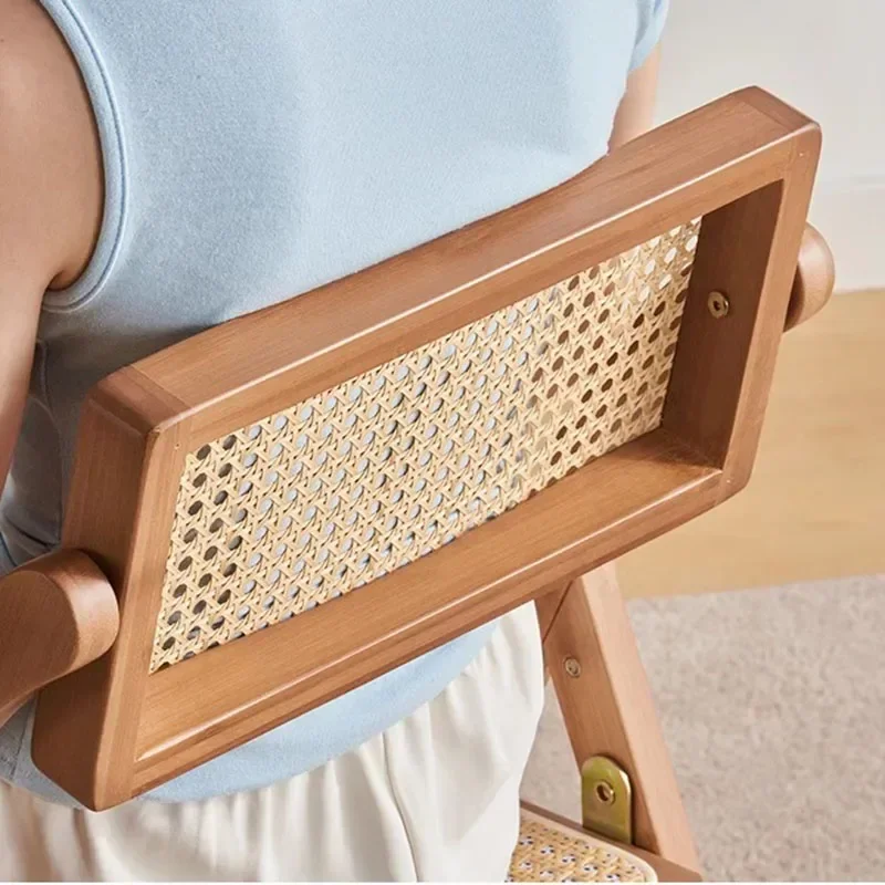 Cafe Portable Folding Dining Chair Rattan Backrest Sedentary Comfort Study Dining Chair Leisure Sillas Nordicas Furniture