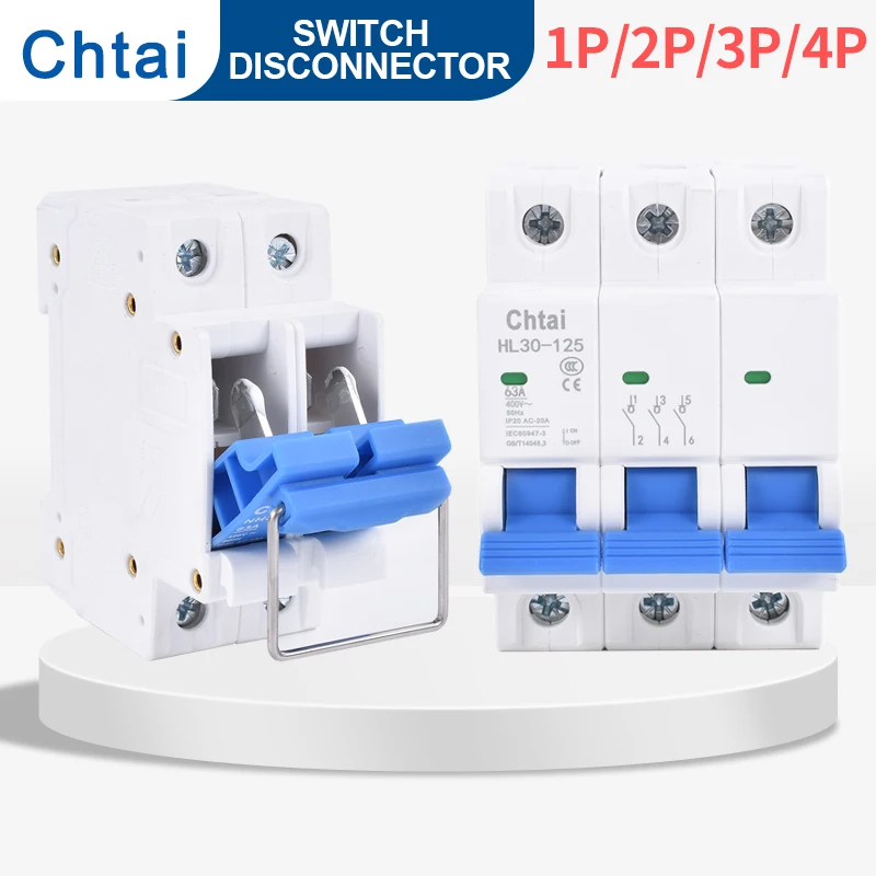 

1p 2p 3p 4p Din Rail Isolator Main Switch Disconnector 230V/400V 63A 100A Isolating AC Knife circuit breaker Pull RING TYPE