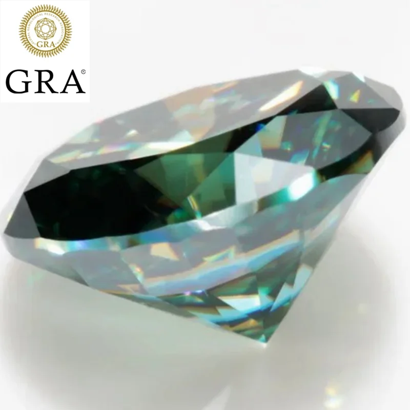 Certified Green Moissanite 0.5ct/1.0ct Brilliant Round Cut VVS Loose Gemstone for Jewelry Making Gem Beads with Report