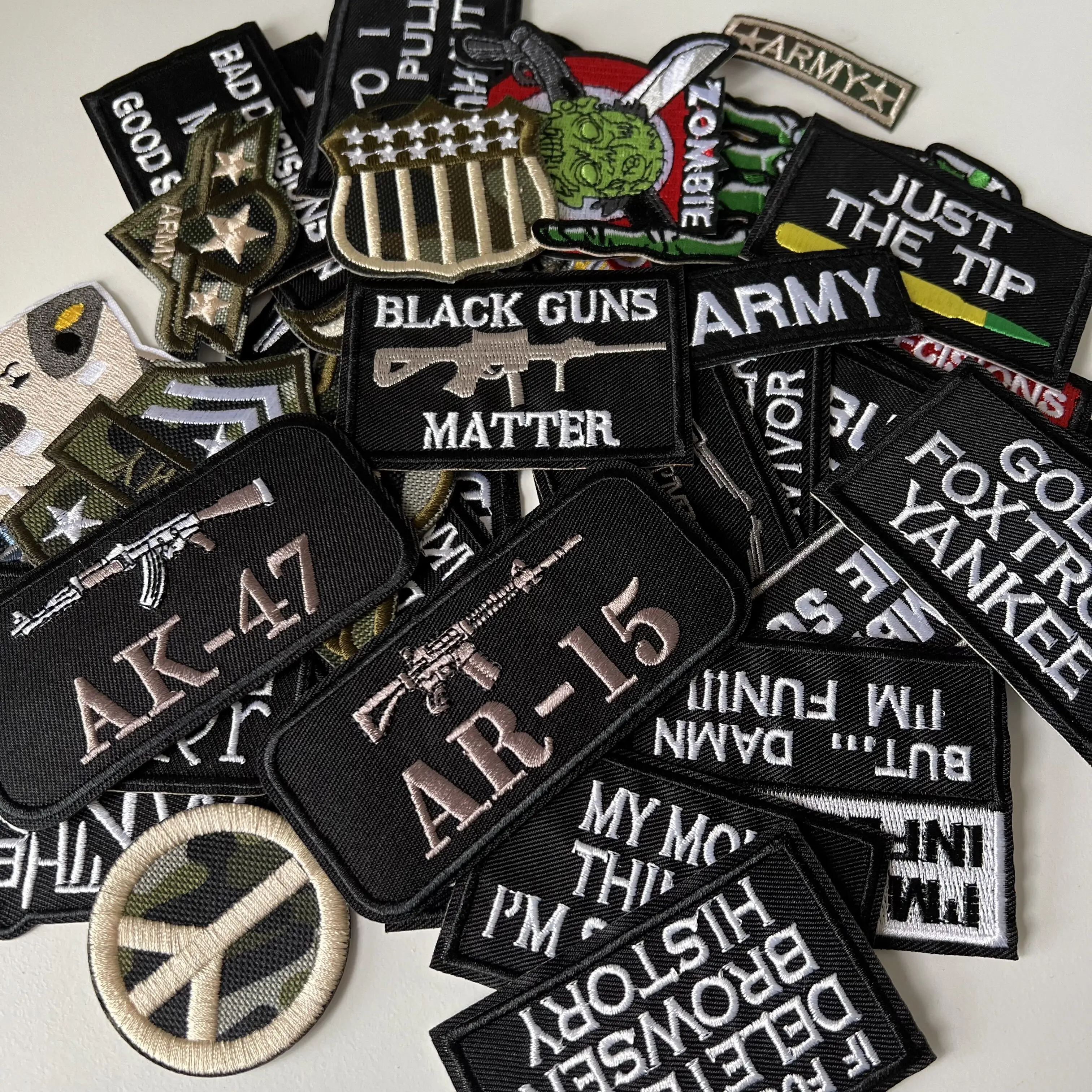 armygunPatchWithSlogonIronOnPatchesForClothesDIYEmbroidery