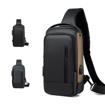 Borsa a tracolla USB a tracolla antifurto da uomo di grande capacità Oxford Sling Crossbody Sport Viaggi Palestra Multifunzione impermeabile