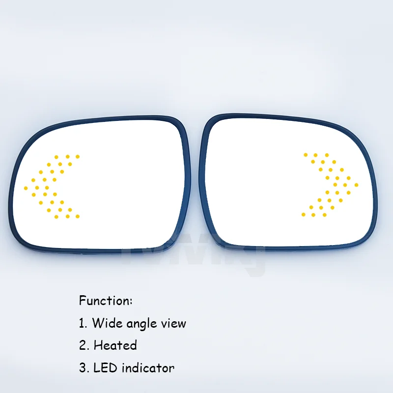 1 쌍 측면 후면 거울 파란색 유리 렌즈 LED 표시기 렉서스 RX300 RX330 RX350 RX400H 2003-2008 HILUX VIGO 와이드 앵글