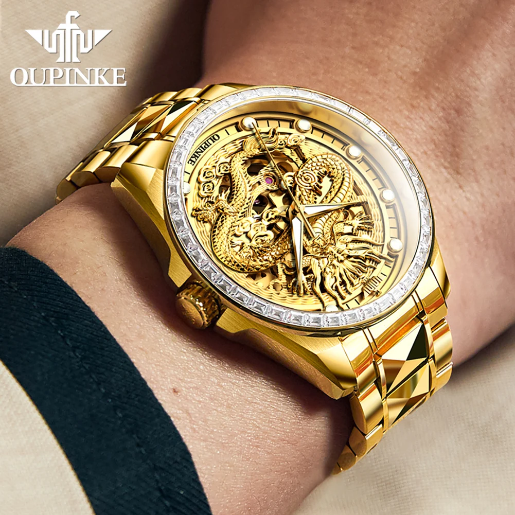 OUPINKE 3276 Automatic Watch Hollow Mechanical Couple Watches Top Brand Luxury Waterproof Wristwatch Synthetic Sapphire Mirror