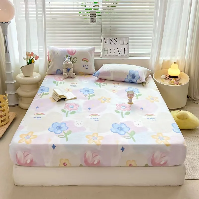 

Winter warm Milk elastic fitted sheet mattress protect cover quilted thicken Bedcover thicken Bedsheet Pillowcase Need Oder