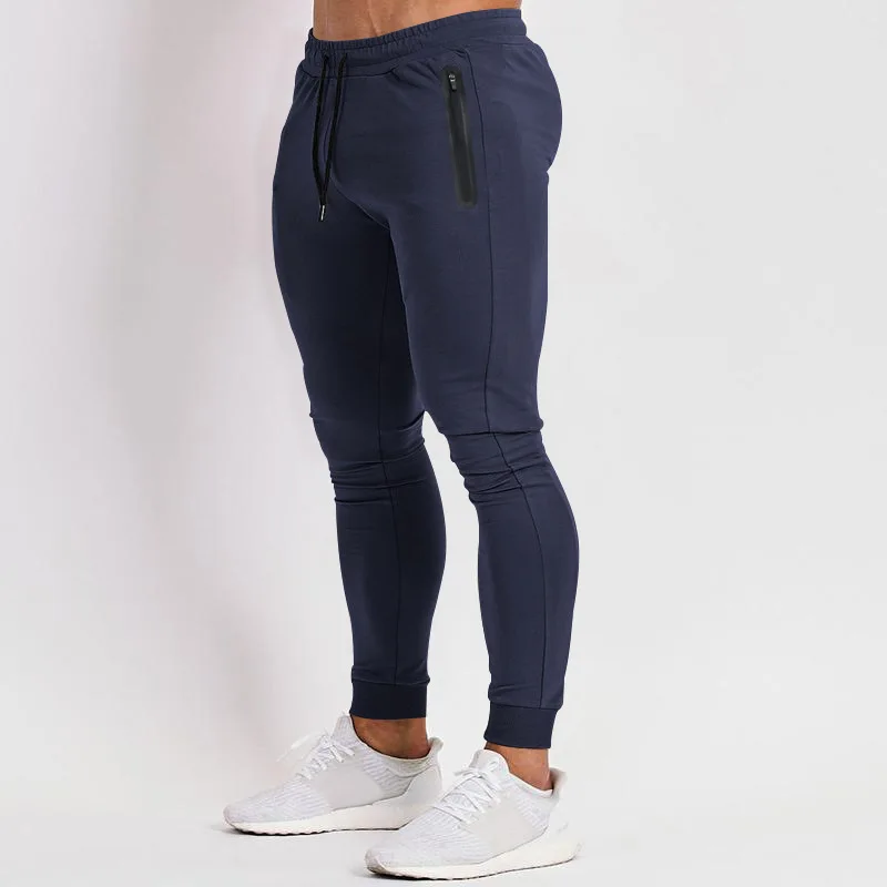 2024 cross-border spring and summer new solid color fitness trousers casual elastic men 2