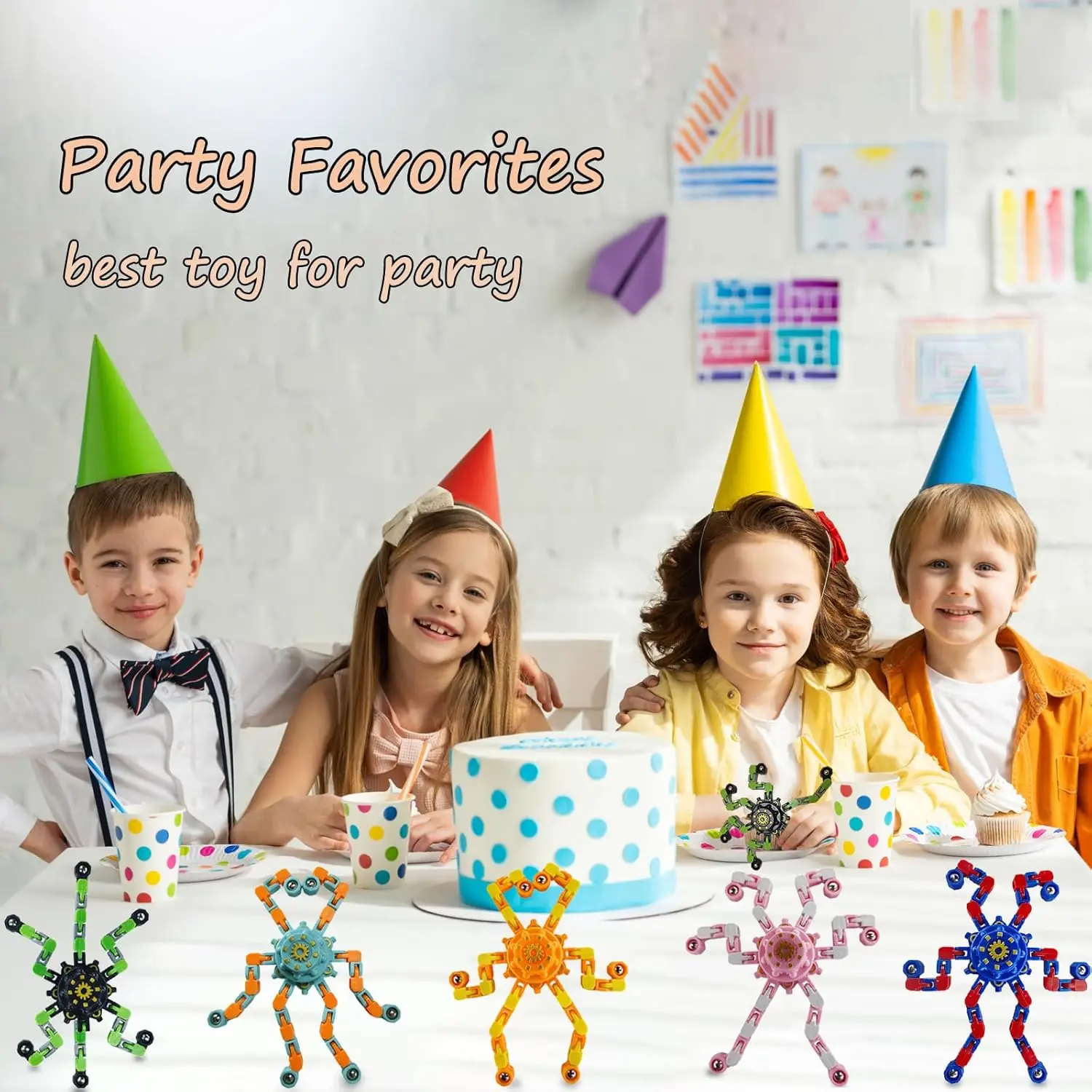 24-64 PCS Transformable Fidget Spinners Fingertip Gyros Stress Relief Sensory Toys for ADHD Autism Kids Gifts Classroom Prizes