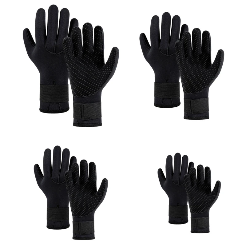 

Water Gloves, 5mm Neoprene Five Finger Gloves Warm Wetsuit Winter Gloves with Adjustable Waist Strap for Scubas Diving Dropship