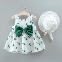 Baby Girl Summer Cherry Dress 1-3 Years Old Baby Camisole Dress Girl Dress Trendy Gift Hat 1