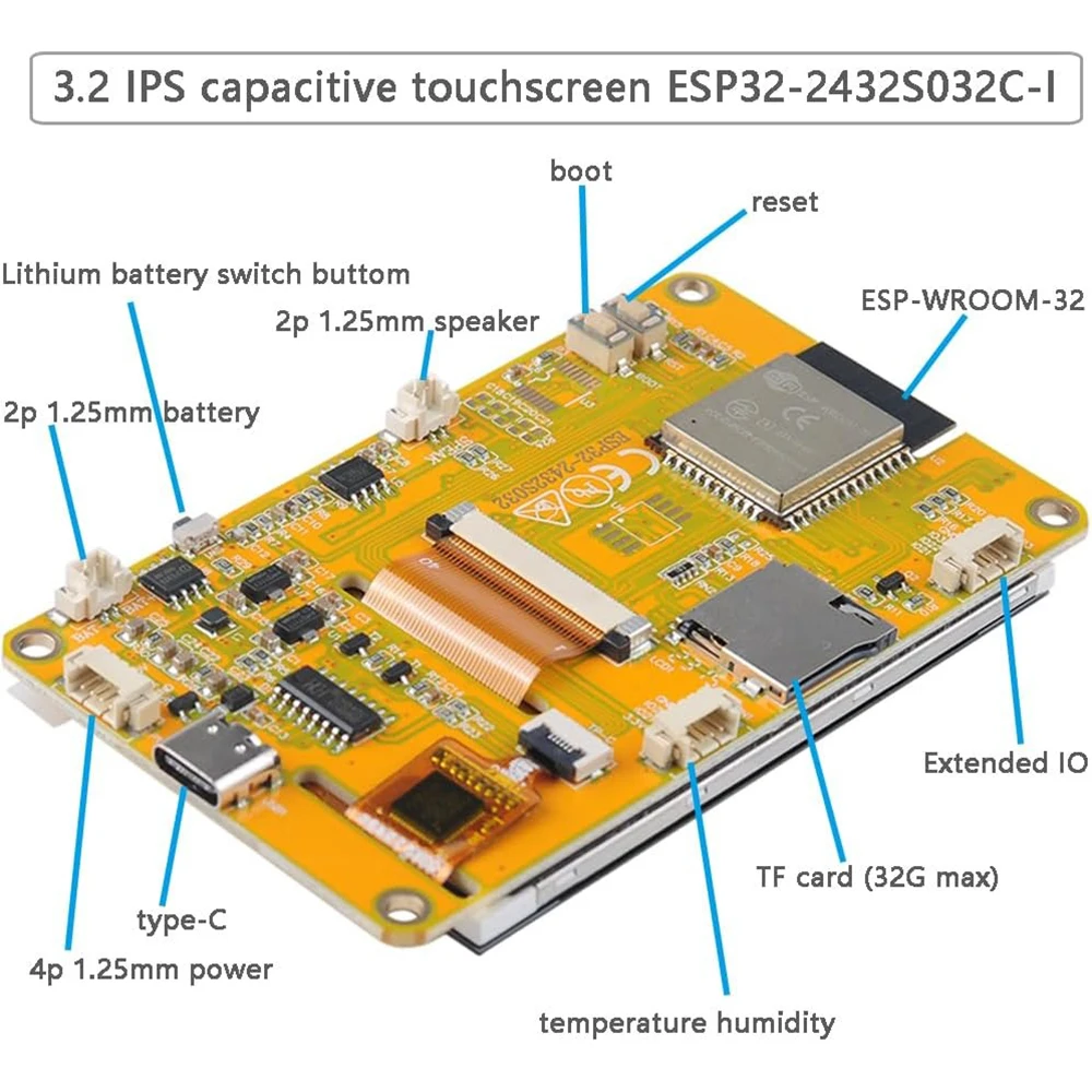 ESP32-2432S032C-I 3.2 インチ ESP32 LCD ディスプレイ ESP32-WROOM-32