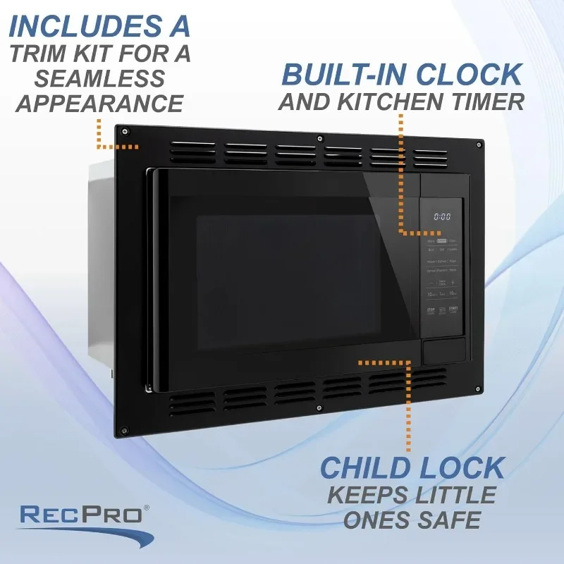RecPro RV Kitchen Air Fryer & Convection Microwave with Trim Kit | 1.0 Cu. Ft. | 120V | 6 Cooking Modes (Black) 3