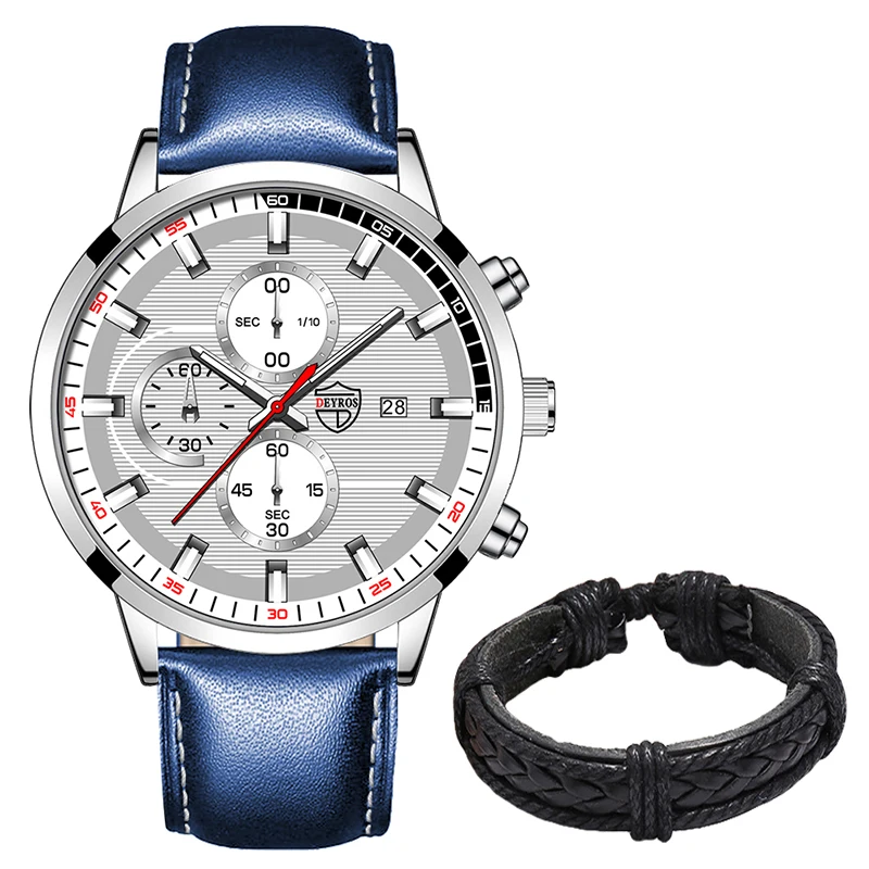 2022 Fashion Mens Sport Watches Men Casual Leather Bracelet Analog Quartz Wristwatch Calendar Male Business Luminous Clock 