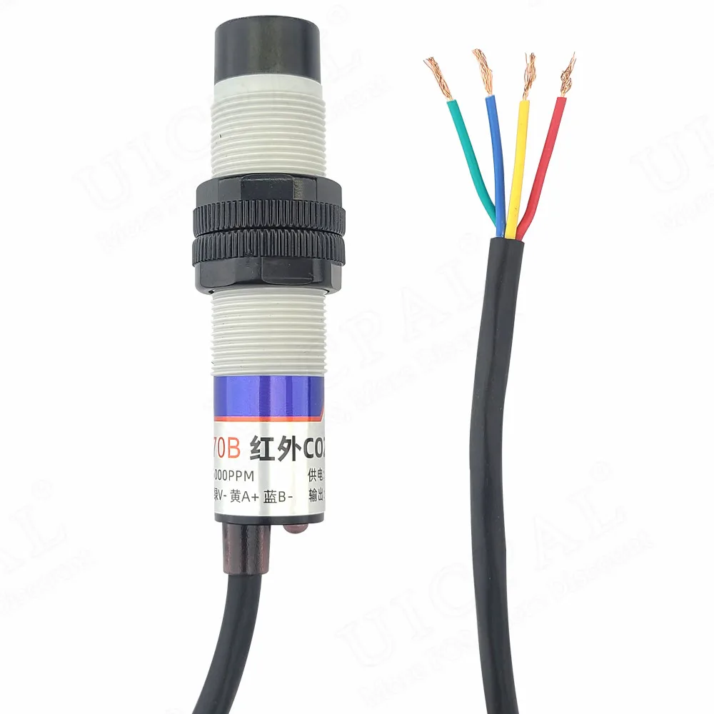 Pipeline Type Carbon Dioxide Sensor CO2 Transmitter 1M Infrared Detector Waterproof Probe 400~5000ppm RS485 or Analog Output