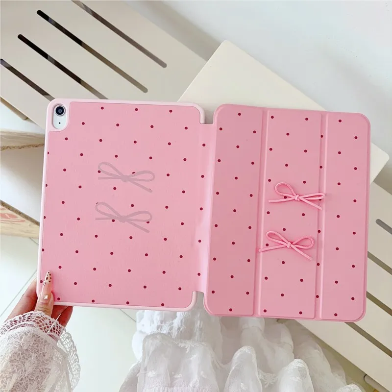 3D Minimalist Bow Polka Dots Cute Sweet Tablet Case Cover