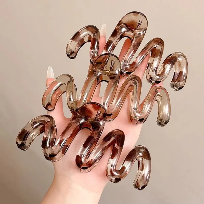 1pc Large Hair Clip for Thick Hair Claws Crab Girls Curly Transparent Coffee Hairpin Clamps Women Korean Ponytail Accessories