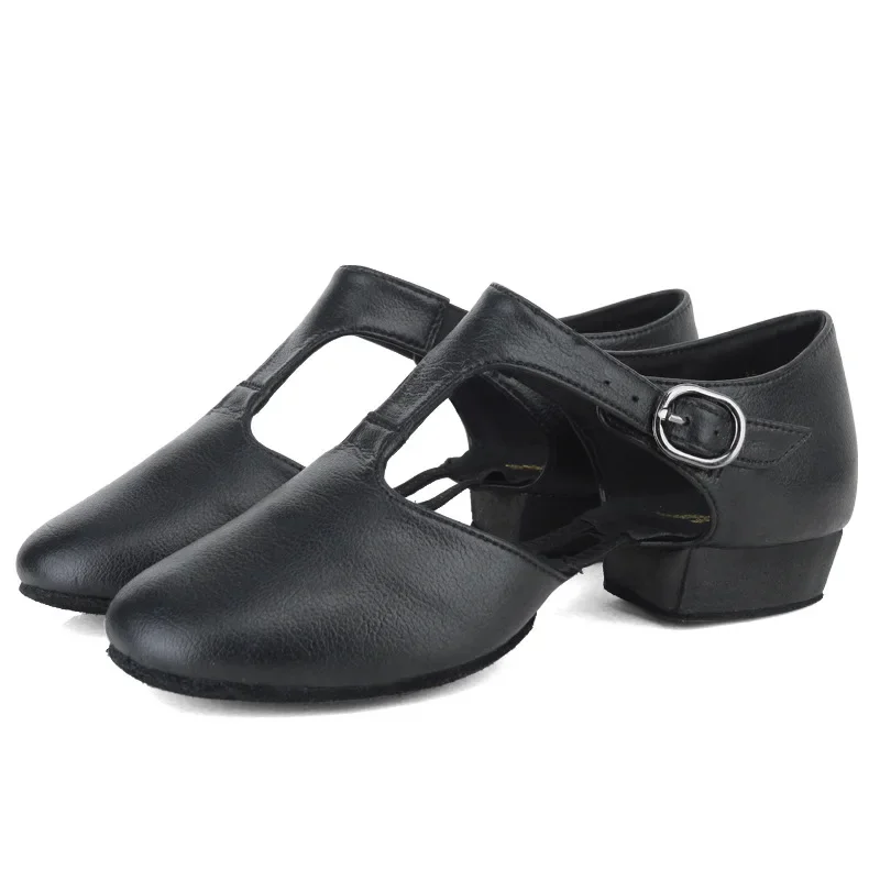 Genuine Leather Jazz Dance Shoes For Women Girls T Strap Ballet Lyrical Dancing Shoe Teacher Dance Sandal Excercise Shoe 6