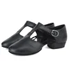 Genuine Leather Jazz Dance Shoes For Women Girls T Strap Ballet Lyrical Dancing Shoe Teacher Dance Sandal Excercise Shoe 6