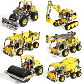 3D DIY Metal Building Block Assembly Model Excavator Tipper Truck Crane Nut Combination Assembly 1