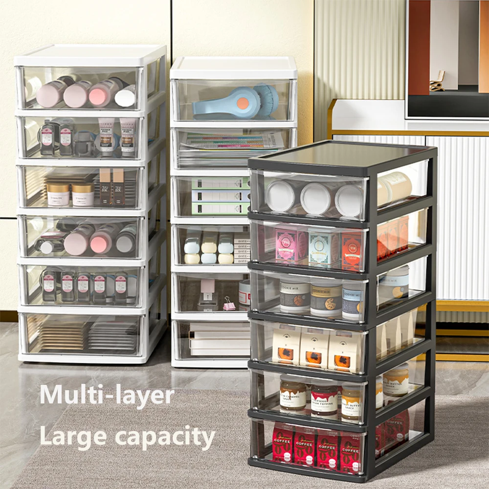 Storage Box Clear Desktop with Drawer Heightened Table Organizer Plastic Office for Stationery Cosmetics