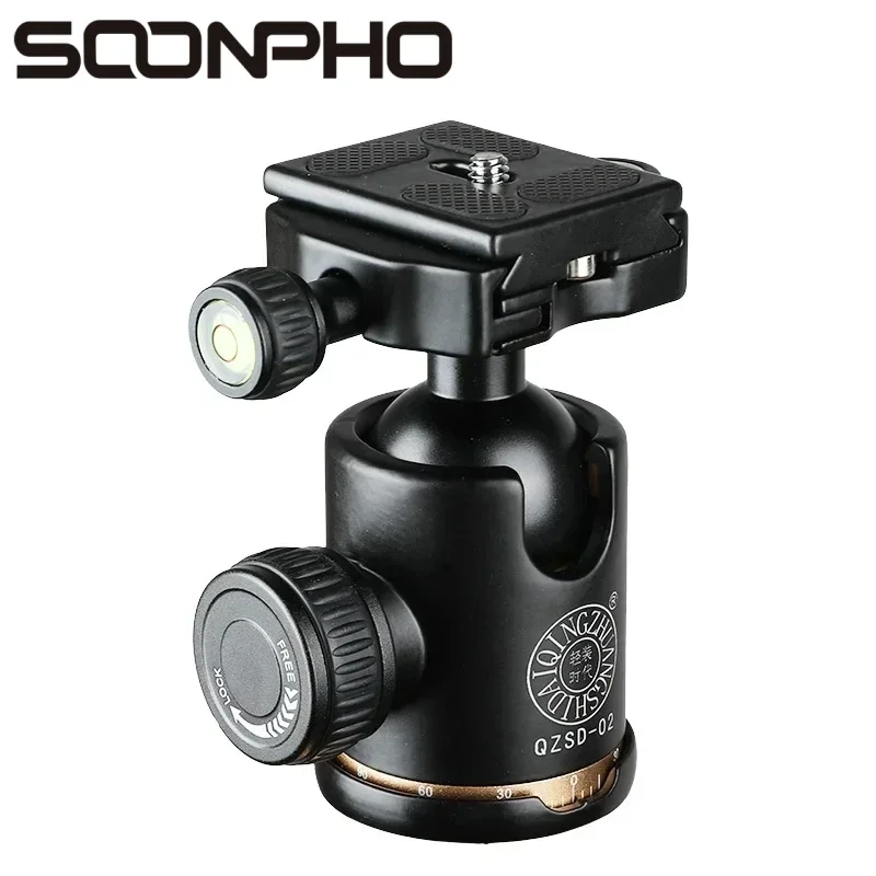 Camera Tripod Ball Aluminum 360 Degree Panoramic Swivel Head with Quick Release Plate for DSLR Cameras SOONPHO QZSD-02