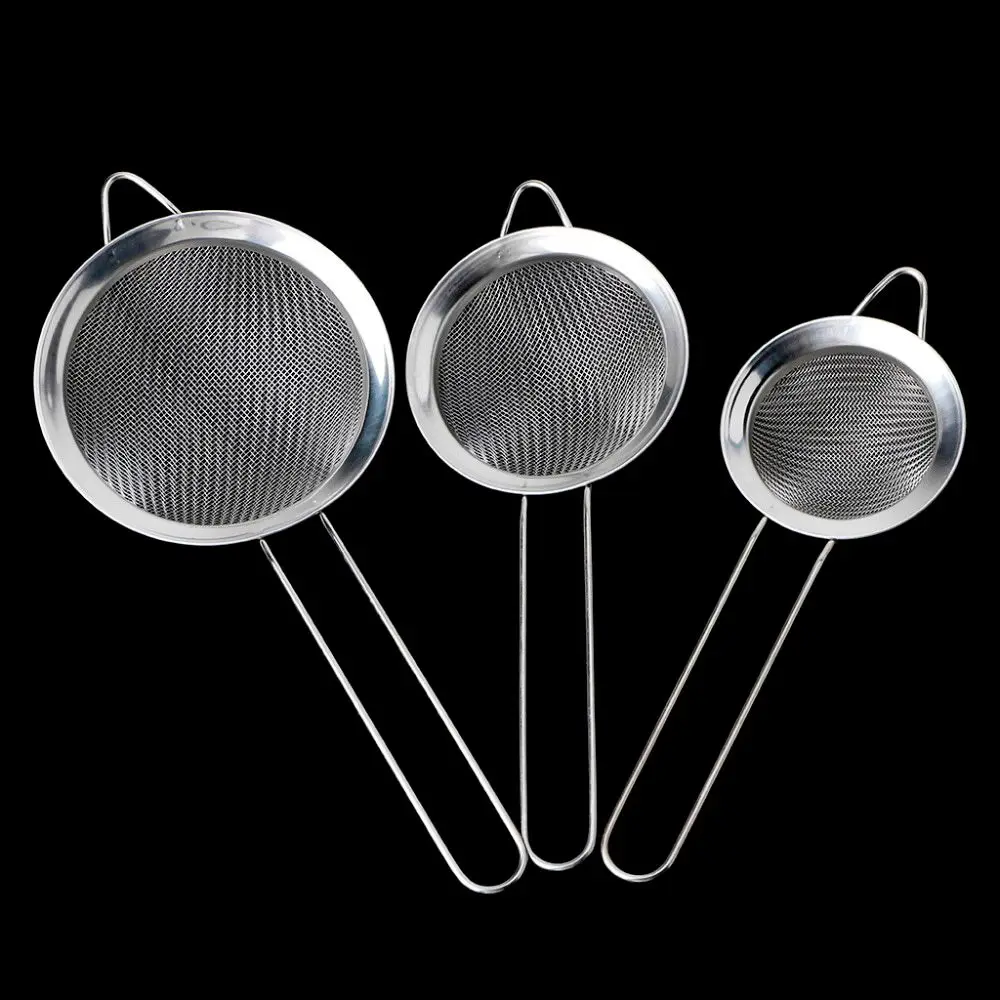 Kitchen Stainless Steel Flour Tea Strainer Mesh Colander Sieve Filter Sifter DIY Tools Diameter 7 8 10 12 14 16 18 20 22cm tea infuser tea strainer tea filter powder sifter flour strainer
