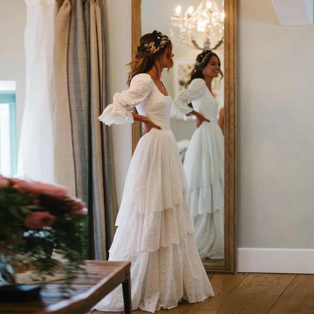 

Fashion Three Quarter Tiered Wedding Dresses 2022 New Spring Floor Length White Strapless Bridal Gowns свадебное платье Summer