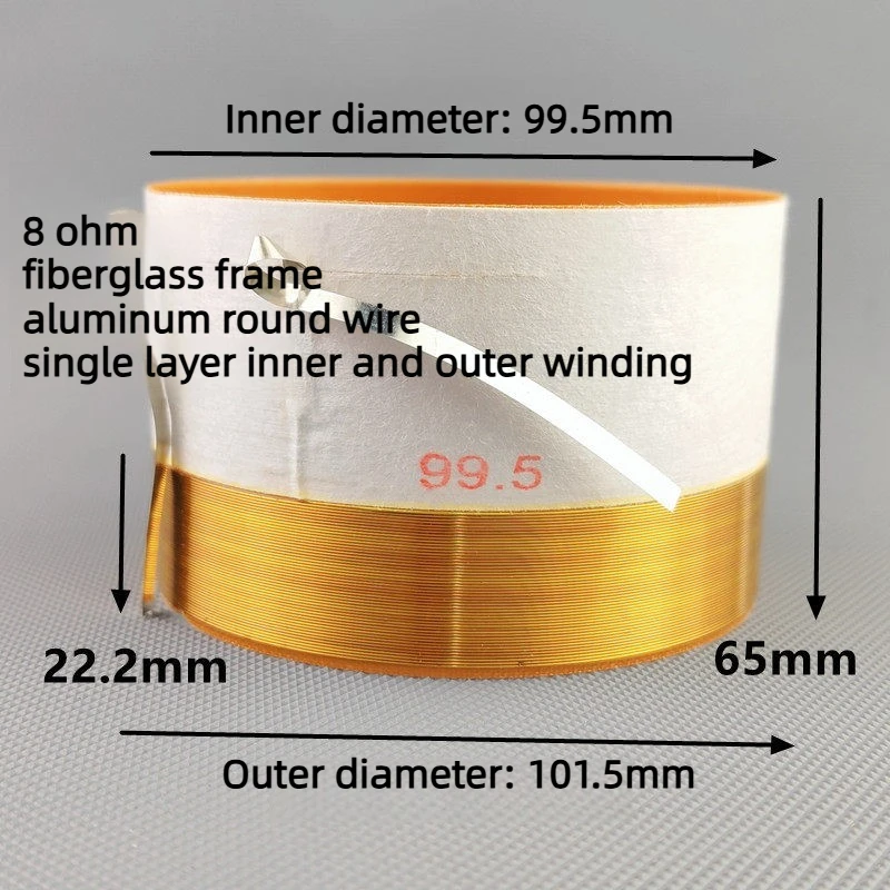 1pcs 99.5mm 우퍼 스피커 보이스 코일 유리 섬유 스켈레톤 코일 알루미늄 라운드 와이어 수리 우퍼 액세서리 Diy