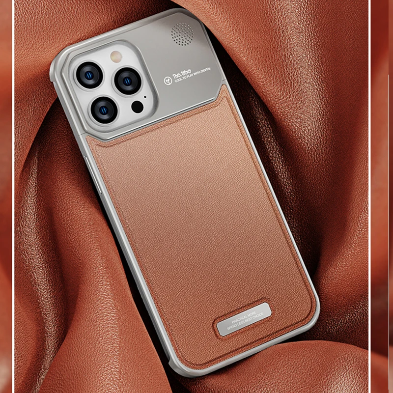 Aromatherapy Aluminum Alloy Leather Case For iPhone 15 14 Plus 13 12 Pro Max Magnetic Metal Bumper Protector Cover Luxury