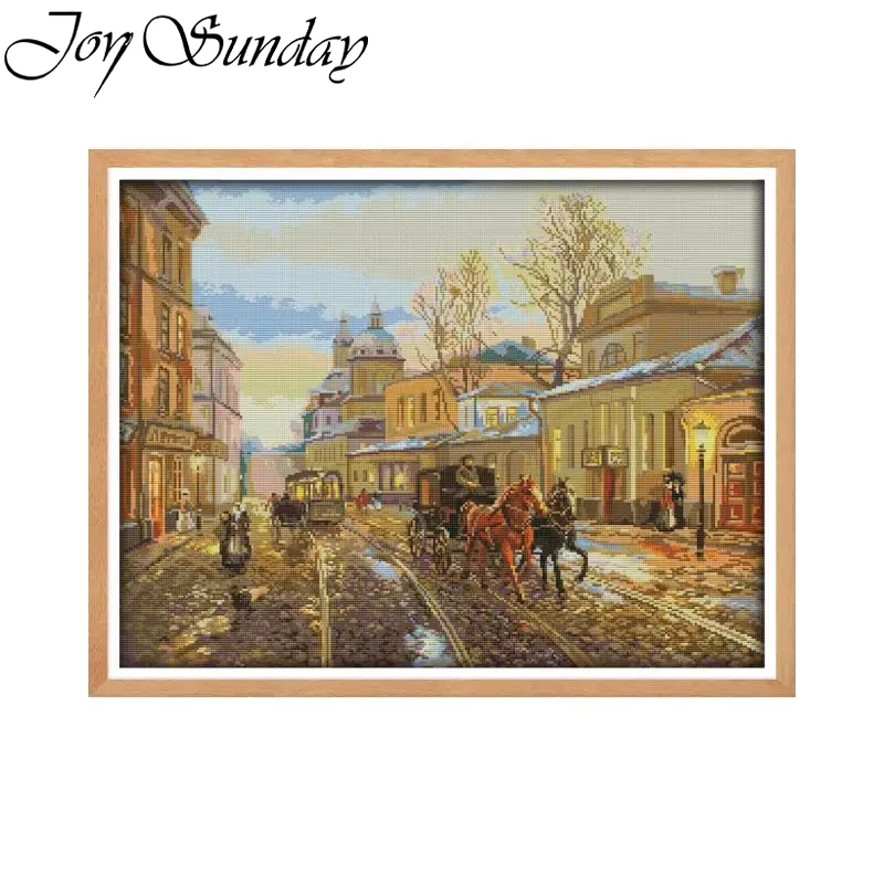 

Картины картин Joy Sunday Street, наборы для вышивки крестиком, наборы для вышивки 16/14/11CT, напечатанная холщовая ткань