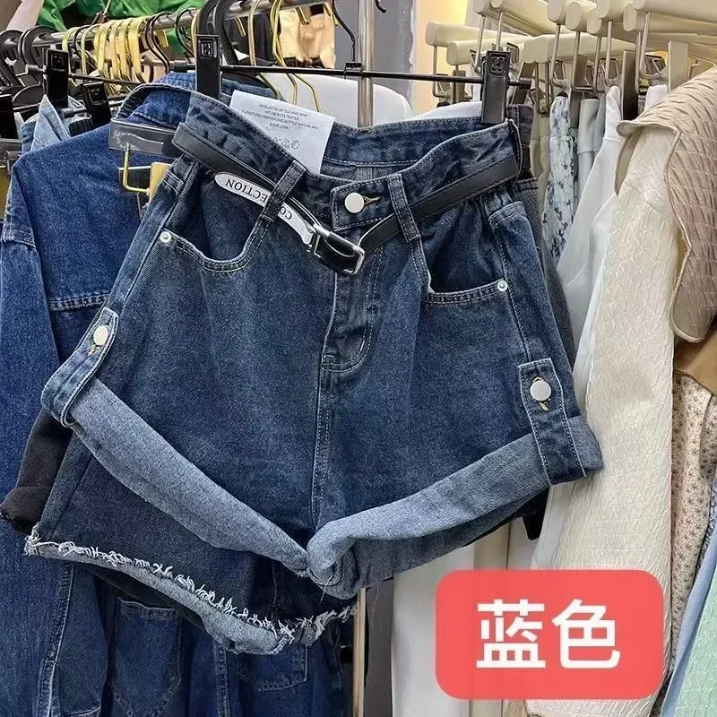 2022 Summer Women Casual Loose Vintage Wide Leg Short Jeans Female New High Waist Harajuku Green Blue Denim Shorts College Style