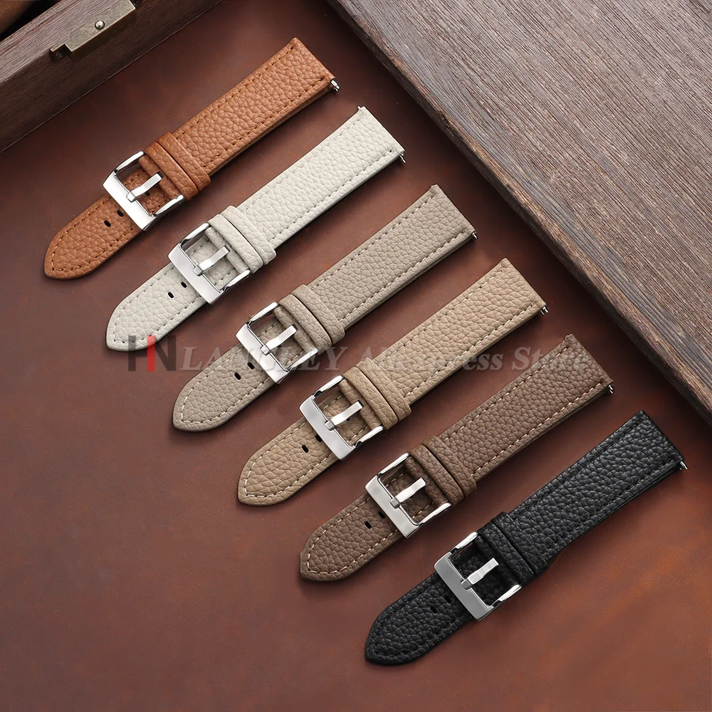 Lychee Pattern Soft Leather Watch Strap - Waterproof Bracelet