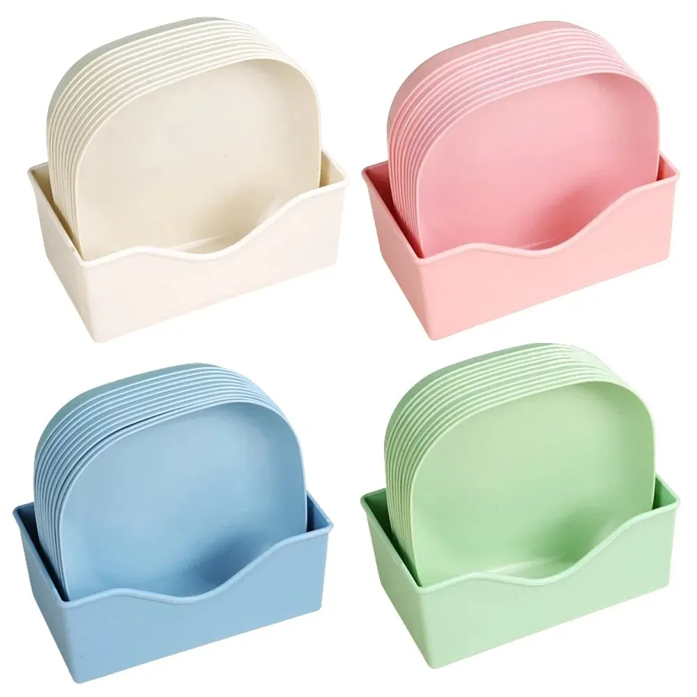 10Pcs Plastic Dinner Plates Multi-function Spit Bone Dish Round Square Set