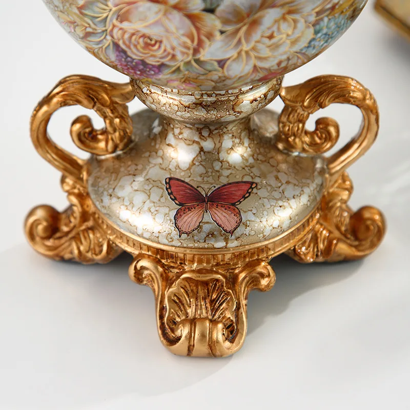 European Retro Resin Vase Decoration, Three-dimensional Dried Flower Arrangement Container, Living Room Home Decoration Crafts 4