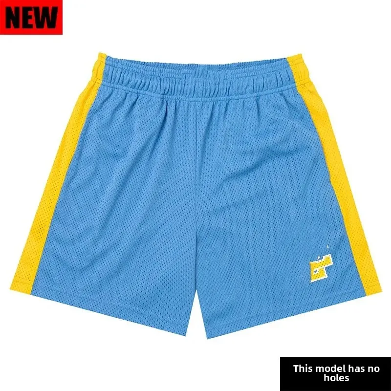 American Style Running Shorts Color Block Basketball Pants Four Parts Sporty Loose Fit Quick Dry Casual Long Trousers