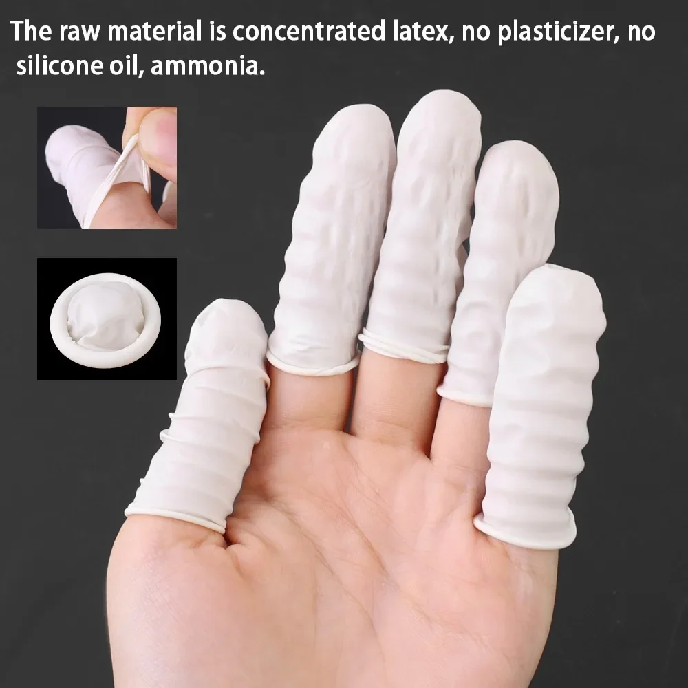 Disposable Finger Cots 200/100Pcs Disposable Latex Non-slip Fingertips Multipurpose Finger Cots Sturdy Fingertips Protector Gloves Gaming Thumb Sleeves