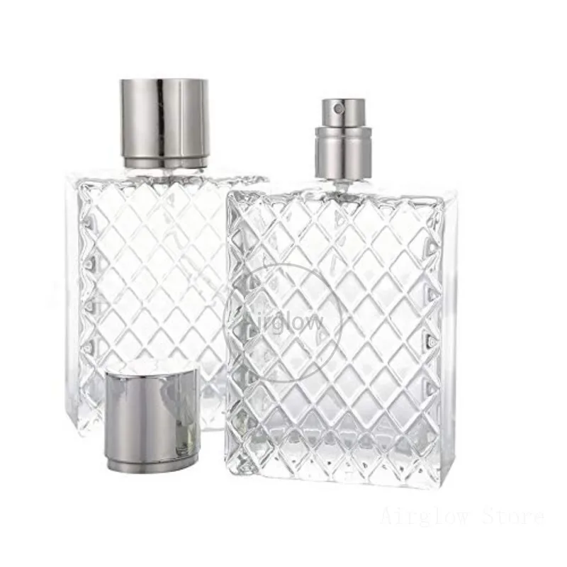 유리 미세 미스트 분무기, 빈 사각형 향수 스프레이 병, 여행용 리필 병, 액체 향수 용기, 100ml, 2 세트, 5 세트