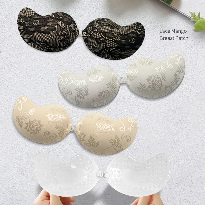 Mhinese Klebe BH Push Up Dirndl BH, Wiederverwendbarer Silikon Push Up BH Trägerloser BH - Unsichtbarer Push Up Rückenfreier BH. (Beige, A