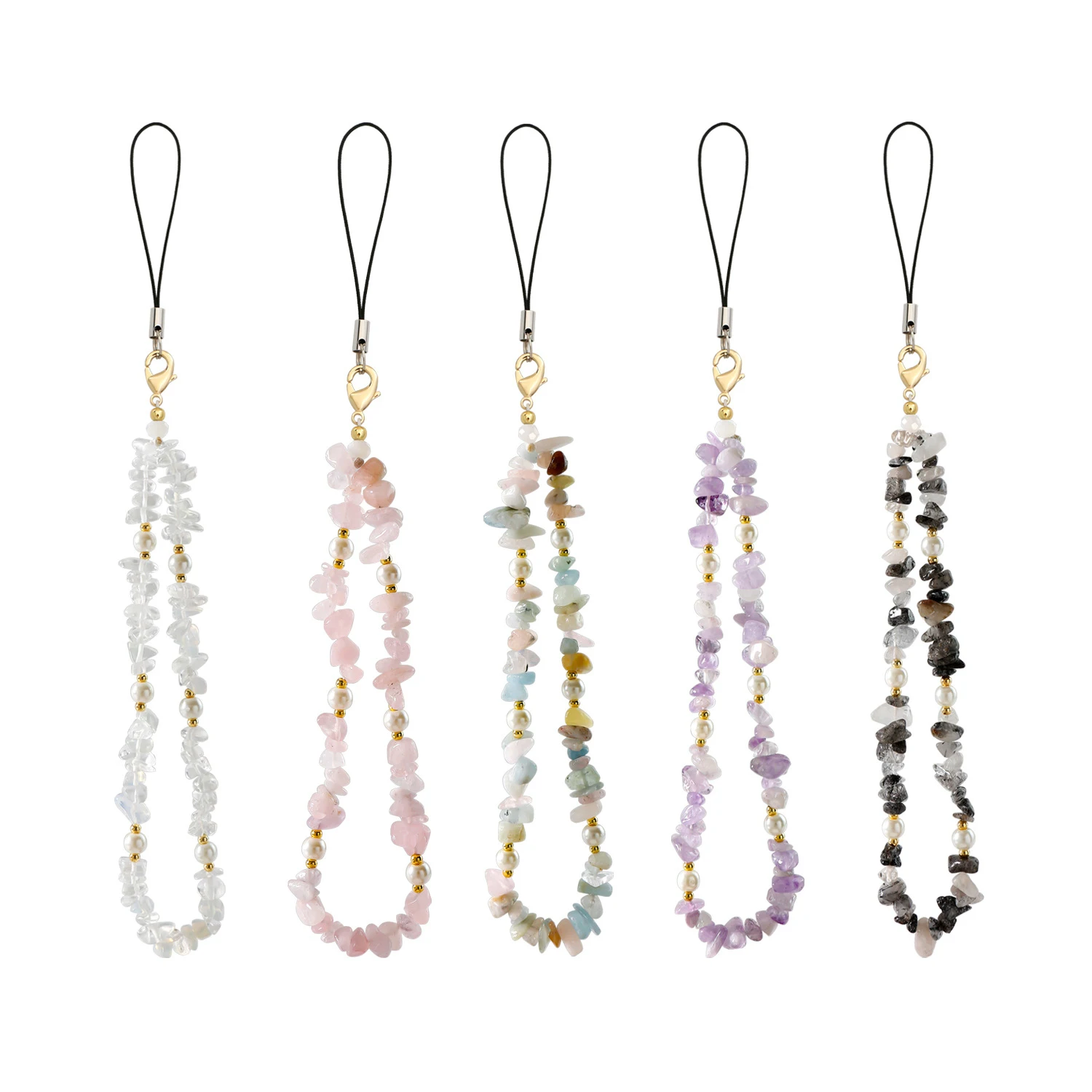 Handmade Bohemian Gemstone Pearl Phone Lanyard Accessory