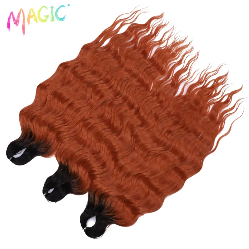 Anna Synthetic Hair 24 Inch Water Wave Braiding Hair Extensions Ombre Blonde Deep Wave Afro Curl Twist Crochet Hair for Women - Image 91