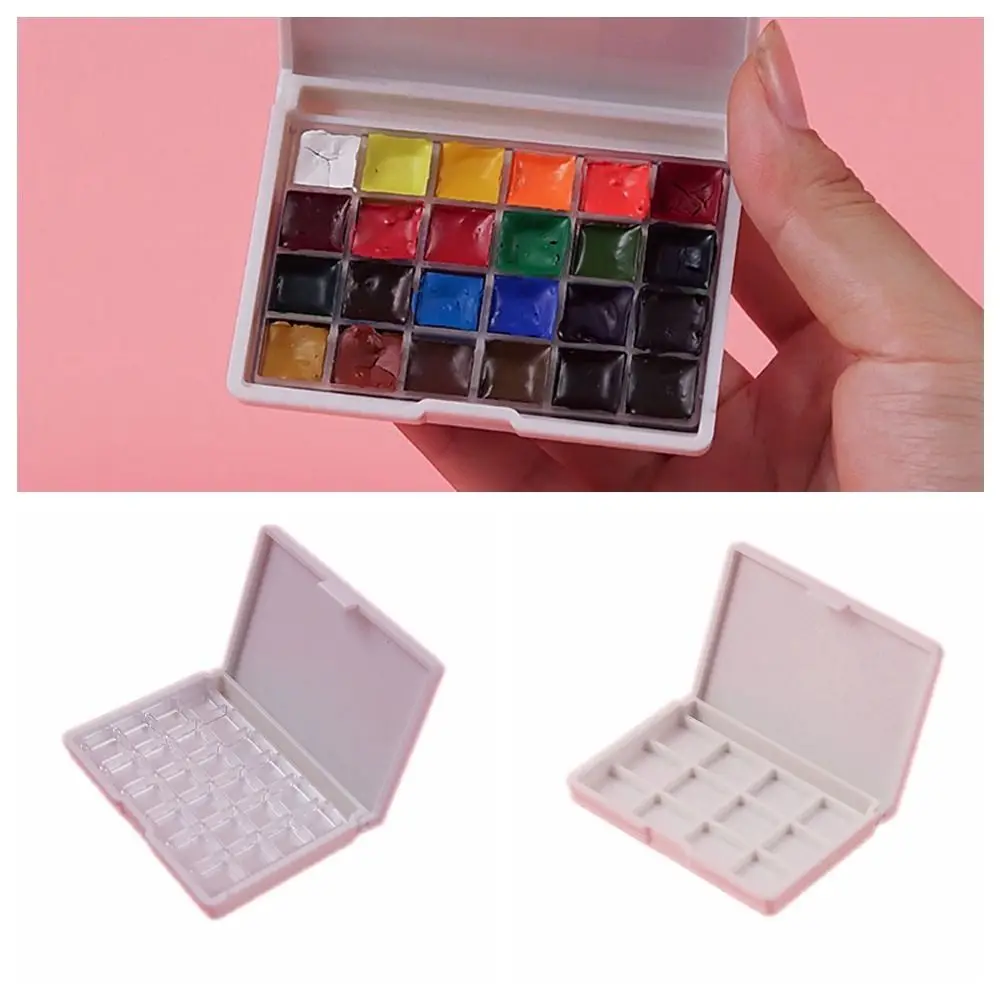 Empty Watercolor Pigment Packaging Mini Handmade 12/24 grid Color Mixing Box Moisturizing Pigment Box Travel Painting