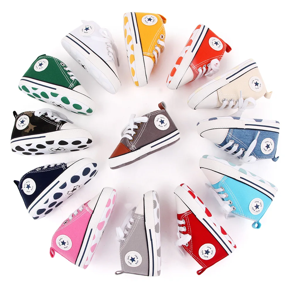Multi Color Spring And Autumn Baby High-Top Canvas Shoes For Boys And Girls Infants Casual Walking Toddler Shoes