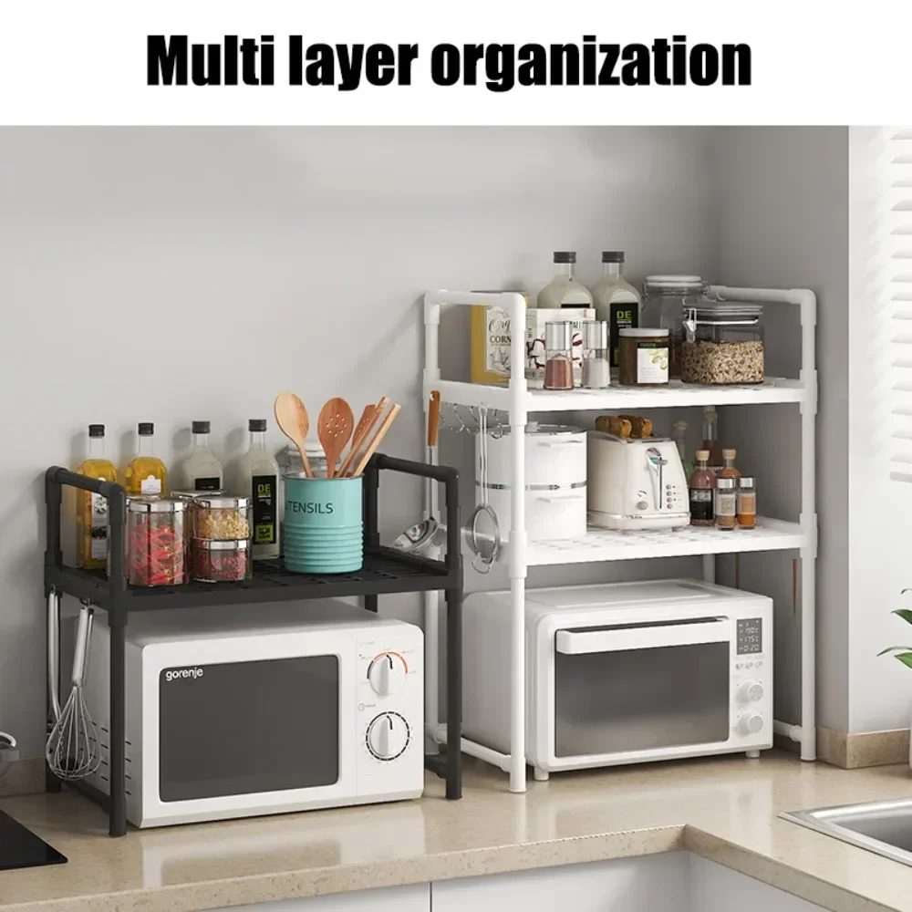 Kitchen Elevated Design Seasoning Rack Microwave Storage RackBilayer Oven Modern Minimalism Kitchen Accessories Organizer 3