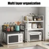 Kitchen Elevated Design Seasoning Rack Microwave Storage RackBilayer Oven Modern Minimalism Kitchen Accessories Organizer 3