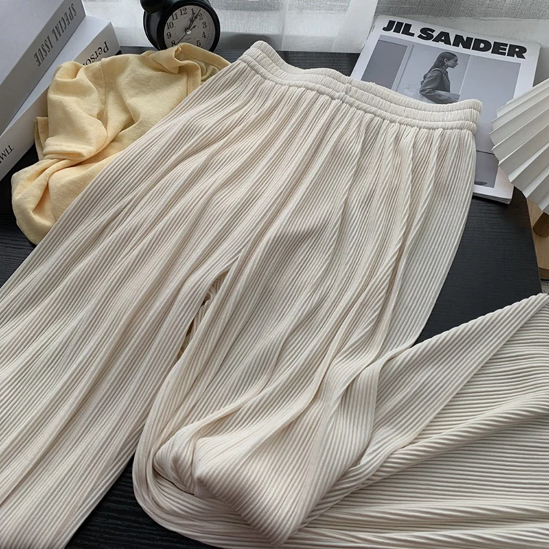 nike sweatpants Ordifree 2022 Autumn Women Pleated Pants Loose Casual Loose Trousers High Waist Wide Leg Pants capri pants