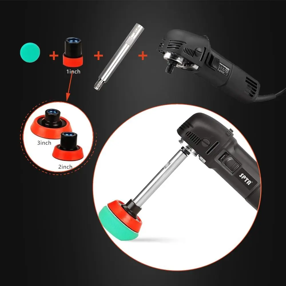 Mini Polishing Machine Buffer Rotary Polisher Auto Detailing Superpolish with 27Pcs Detail Polishing Pad Mix Size Kit Buffi