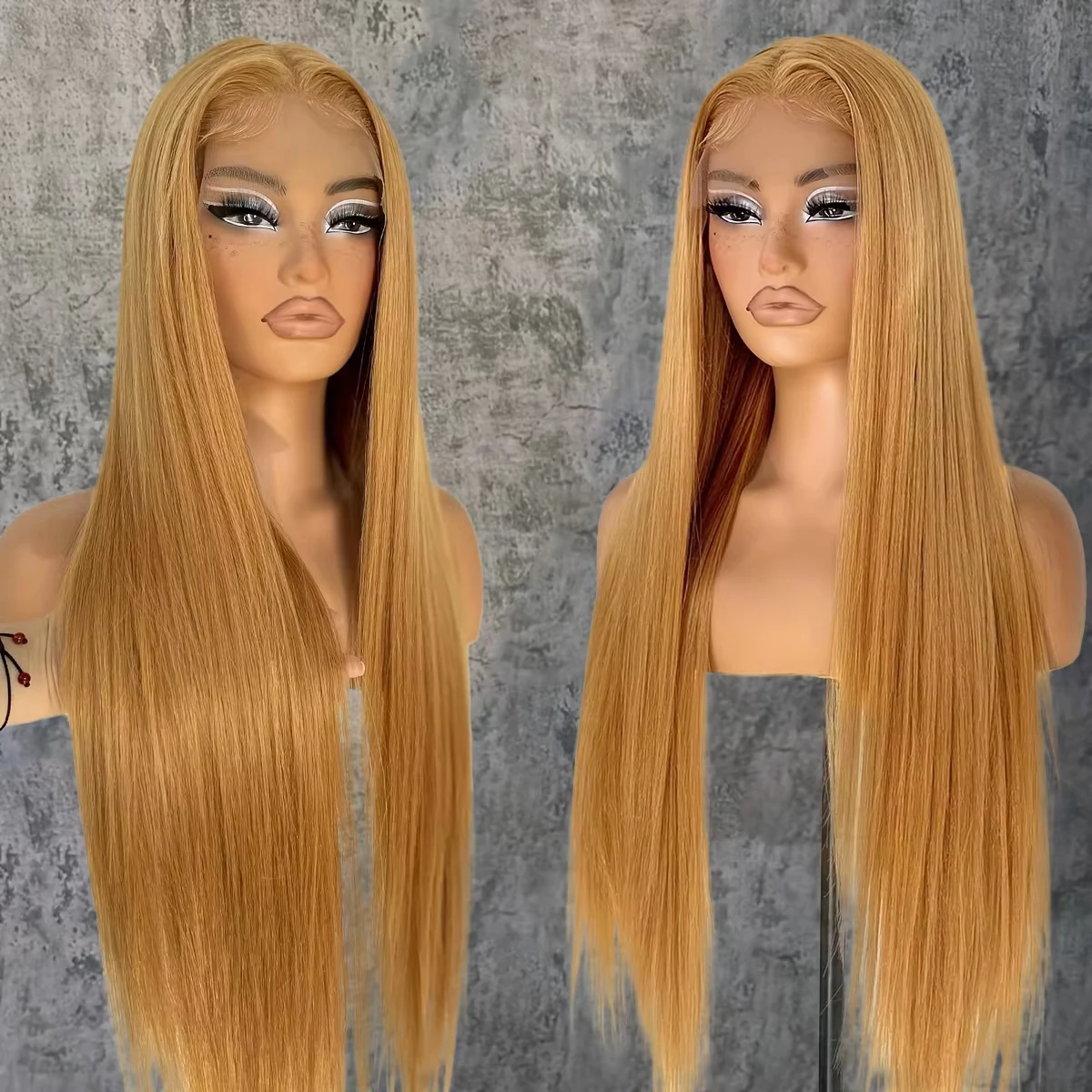 13x6 Honey Blonde Lace Front Human Hair Wig Straight #27 Colored Lace Frontal Wig Pre Plucked Blonde Transparent Lace Front Wigs