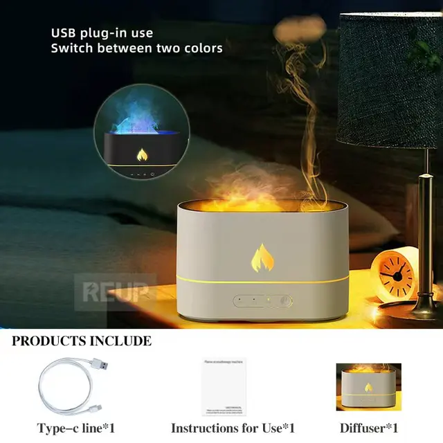 REUP Flame Aroma Diffuser Air Humidifier Ultrasonic Cool Mist Maker Fogger LED Essential Oil Jellyfish Difusor