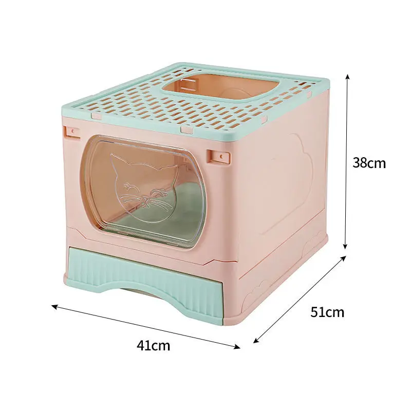 

Cats Toilet Including Plastic Scoop Front Entry Top Exit Large Cat Litter Box with Lid Foldable Large Kitty Litter Boxes