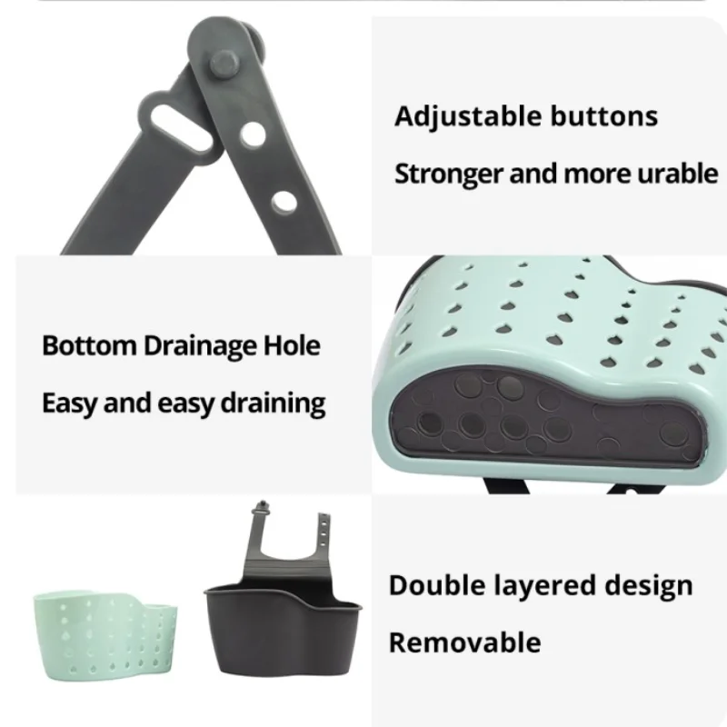 Sink Storage Rack 1Pc Sky Blue Creative Sink Storage And Drainage Rack Hanging Bag Kitchen Faucet Adjustable Storage And Hanging Basket