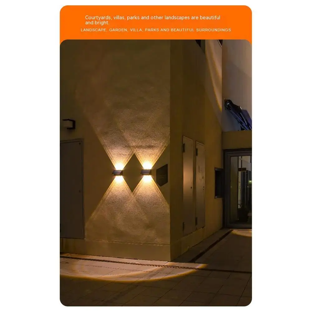 5v 6led Outdoor Up Down Solar Light Spotlight Led Wall Lamp For Villa Courtyard Garden Parks Decor